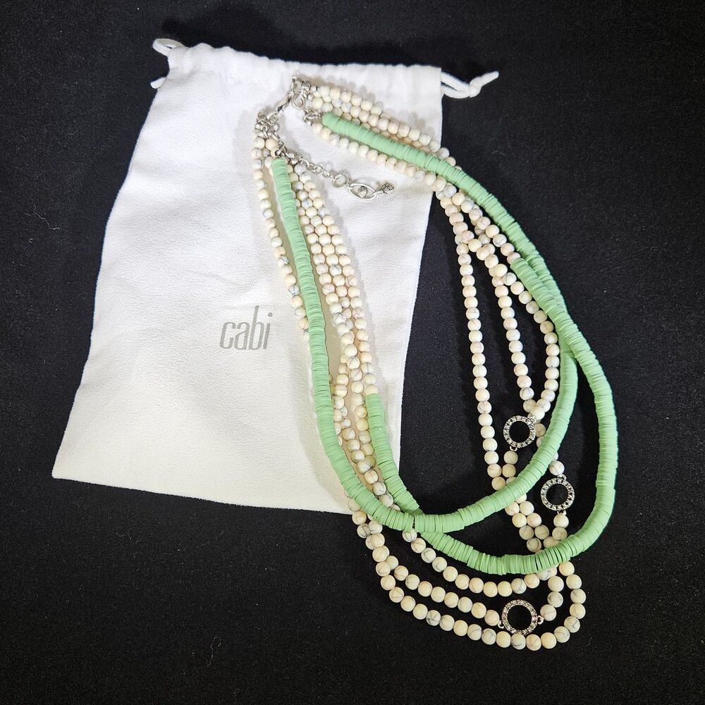 Cabi Adventure 5 Strand 2 In 1 Adjustable Beaded Silver Tone Necklace 23"